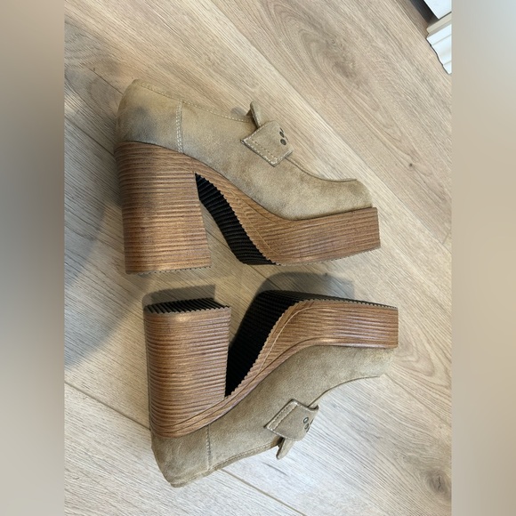 Vintage 90s Y2K Extra Chunky 1.5" Platform Suede Loafers Sz 8 - Picture 11 of 12